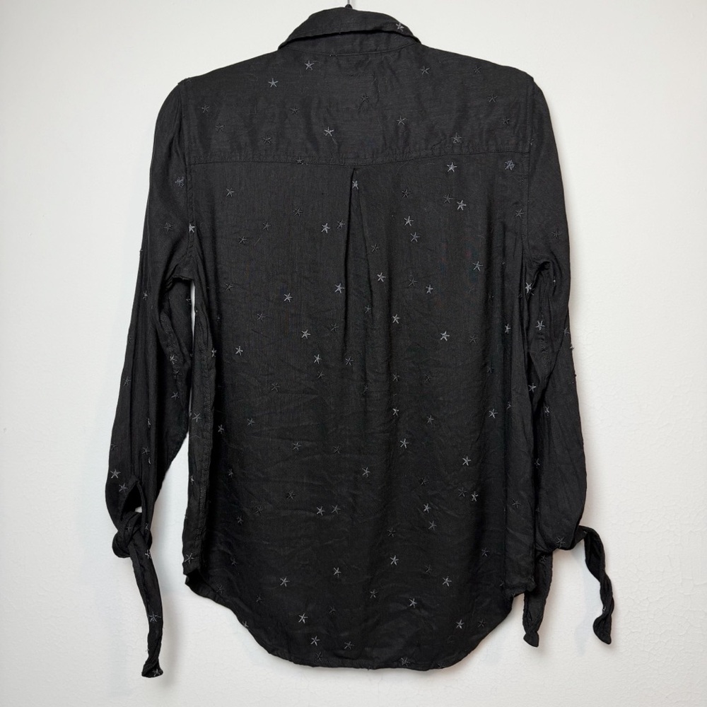 Rails Robyn Linen Blend Black Embroidered Stars Top - Picture 8 of 11